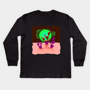 Violet space cactus Kids Long Sleeve T-Shirt